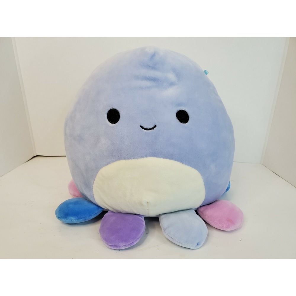 Squishmallow Blue Octopus Beula Multi Colored feet Tentacles Rare 8" Plush